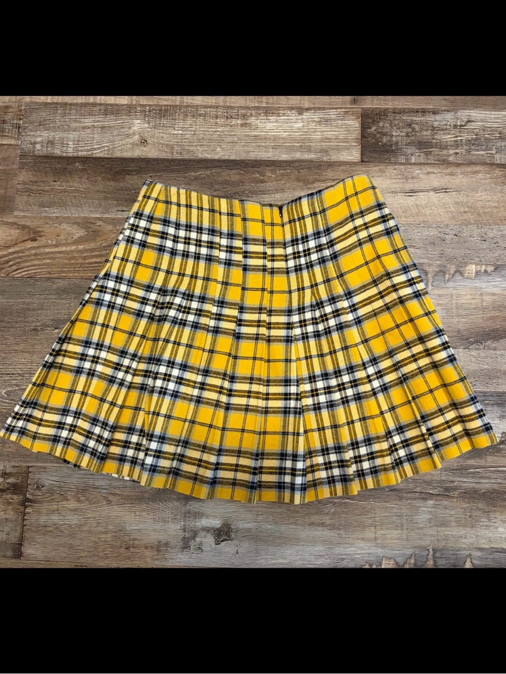 EUC MAJE Yellow Black Plaid Skirt Buckle Detail 38 M 6 - Picture 6 of 8